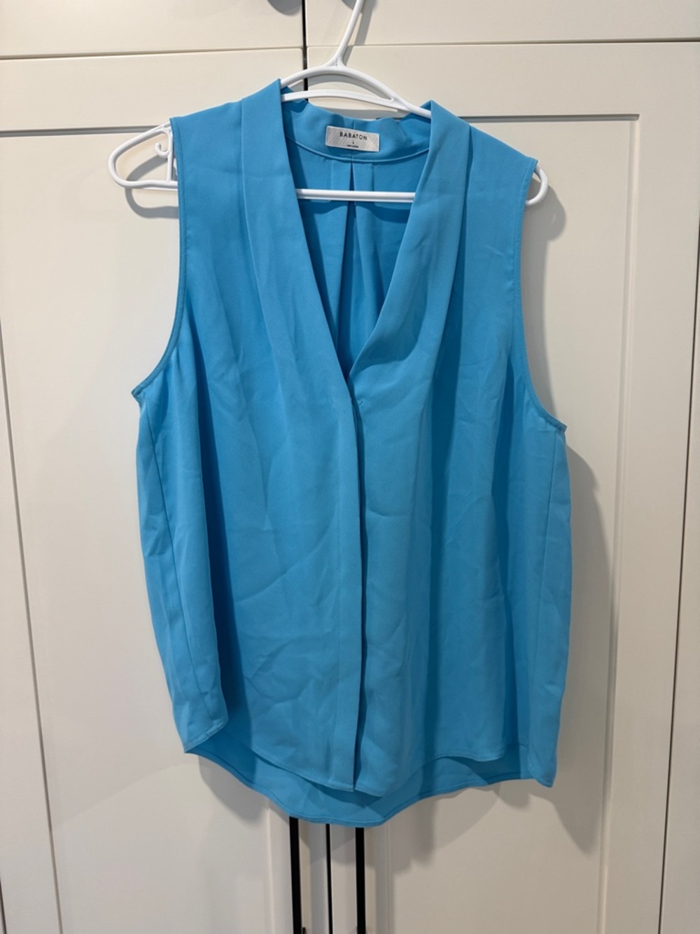 Babaton blue Sleeveless V-Neck Blouse